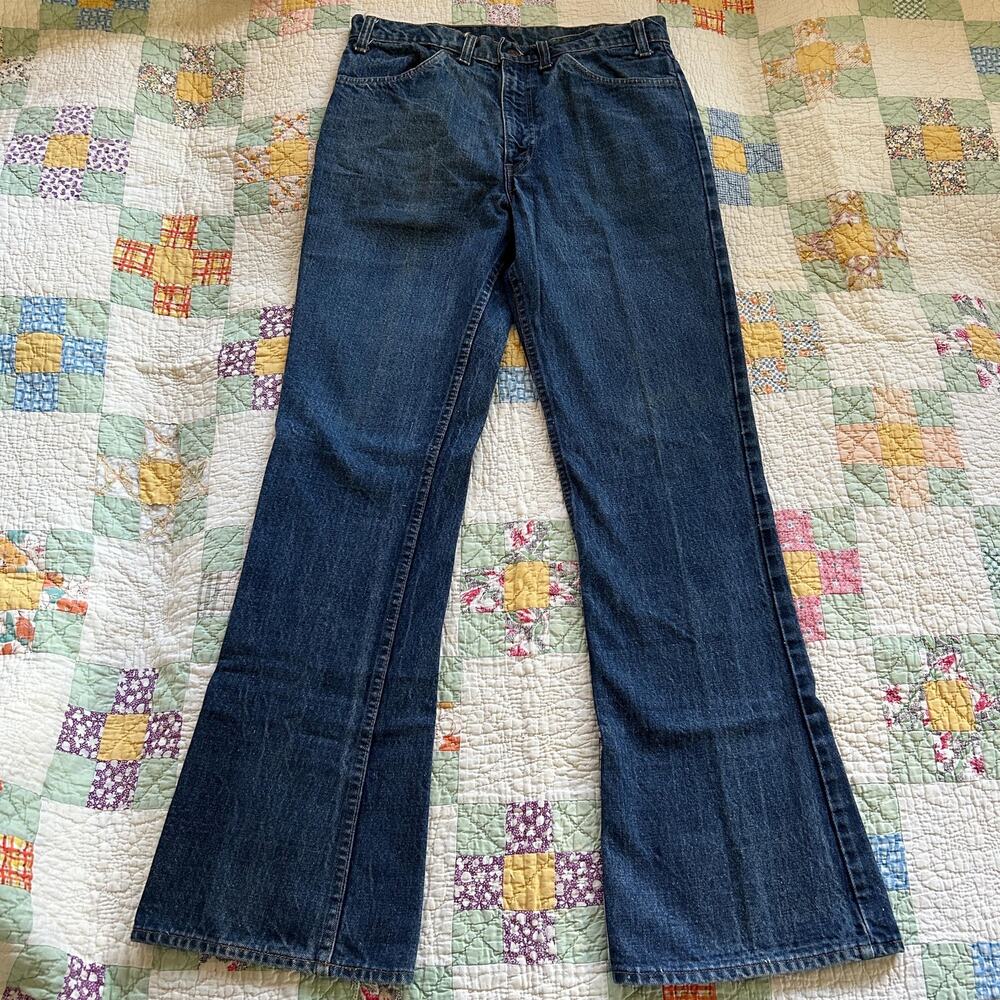 Vintage 70s Levi's 646 Orange Tab Dark Super Flare Bell Bottom Jeans USA 31 x 33